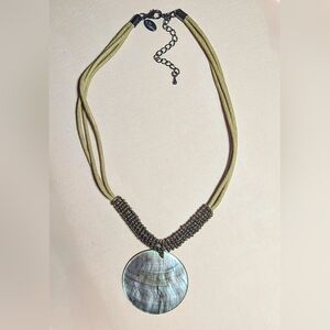 Lia Sophia Necklace "Harvest Moon" Mother of Pearl Pendant Beads